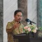 SAMBUTAN- Kepala Kantor Wilayah BPN Provinsi Kepulauan Riau, Nurus Sholichin saat memberikan sambutan dalam acara. (Foto Doc. BPN Kepri).