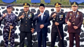 ‎Dandim 1310/Bitung Letkol Inf Dewa Made DJ, bersama Walikota Bitung, Hengky Honandar, S.E., Kapolres, Bitung, AKBP Arie Sulistyo Nugroho, S.I.K., M.H., Kajari Bitung, Erwin Widihantono, S.H., M.H., Dansatrol Kodaeral VIII, Kolonel Laut (P) Marvill Marfel Frits E.D., S.E., M.Tr.Hanla., CRMP. (Ft. talia)