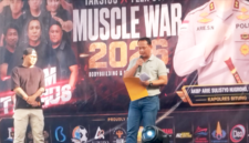 ‎Kapolres Bitung AKBP Arie Sulistyo Nugroho, S.H., S.I.K., M.H., saat membuka kegiatan Tarsius X Flex GYM Muscle War 2026 (Dok. Istimewa)